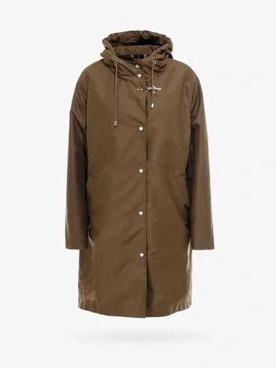 Fay Hooded Raincoat In Green