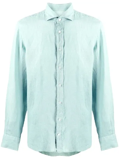 Hackett Plain Linen Shirt In Green