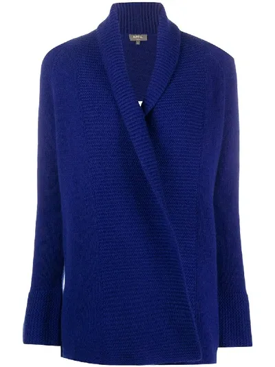 N•peal Ribbed-panel Cashmere Cardigan In Blue