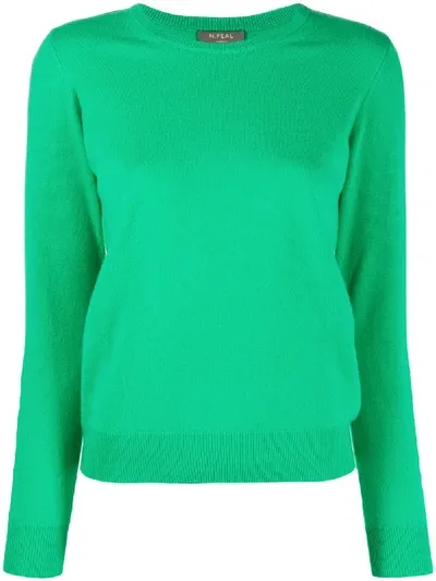 N•peal Round Neck Cashmere Jumper In Green