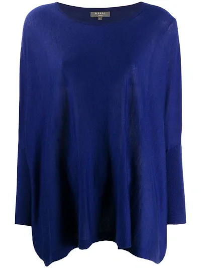 N•peal Round Neck Cashmere Poncho In Blue