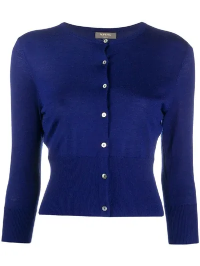 N•peal Cropped Cashmere Cardigan In Blue