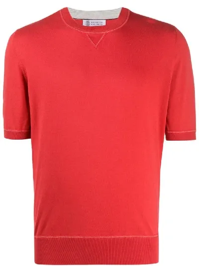 Brunello Cucinelli Crew-neck Cotton T-shirt In Red