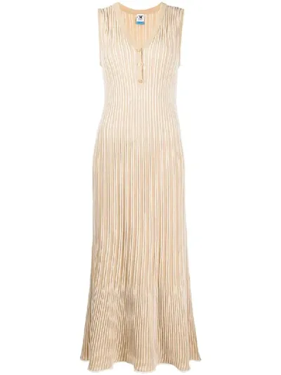 M Missoni Striped Ribbed-knit Dress In Neutrals