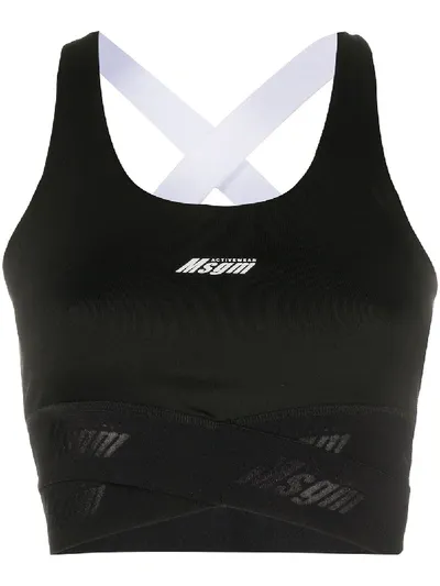 Msgm Two-tone Sports Bra In Black