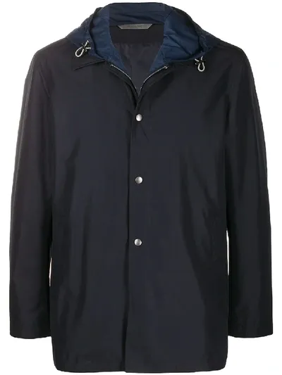 Canali Detachable Hood Parka In Blue