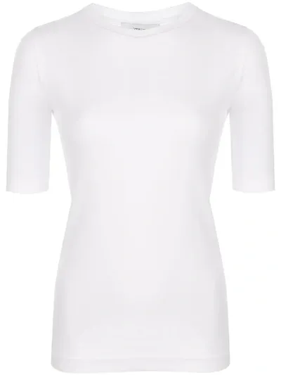 Vince Cropped Sleeve Round Neck T-shirt In White