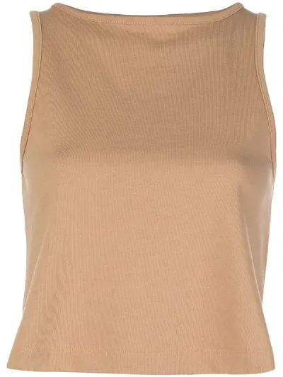 Vince Square Neck Cropped Top In Brown