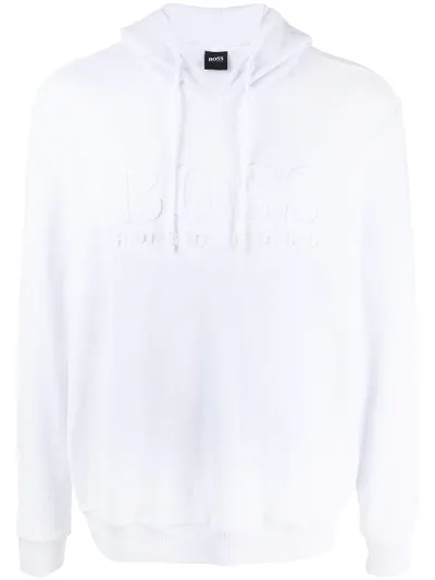 Hugo Boss Embossed Logo Hoodie In White