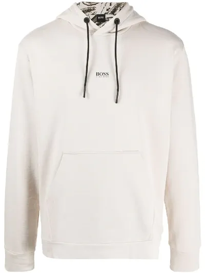 Hugo Boss Logo-print Hoodie In Neutrals