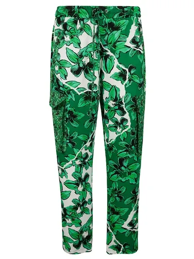 Iceberg Floral-print Pull-on Cargo Trousers In Green