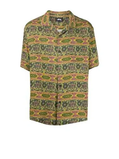 Stussy Ornate-print Bowling Shirt In Green