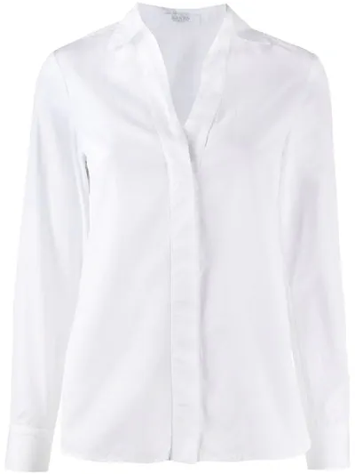 Barba Open-collar Long Sleeved Shirt In White