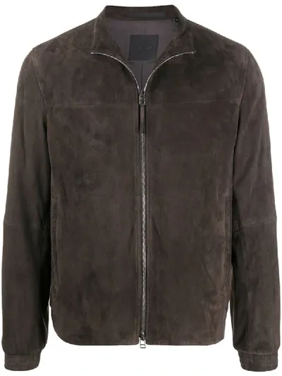 Theory Tremon Leather Jacket In Brown