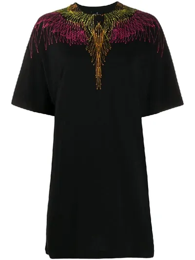 Marcelo Burlon County Of Milan Wings Short T-shirt Dress In Black