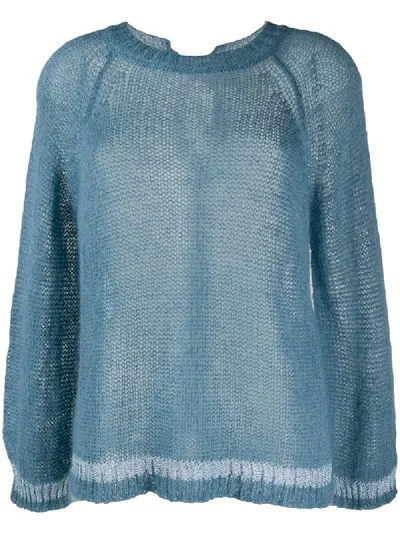 Semicouture Oversized Sheer Jumper In Blue