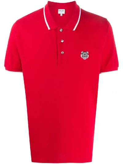 Kenzo Tiger Polo Shirt In Red