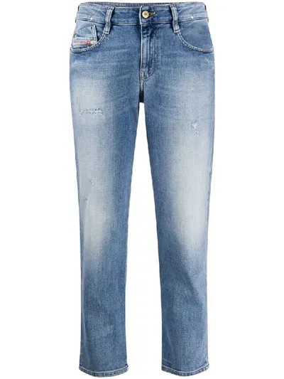 Diesel Distressed Straight-leg Jeans In Blue