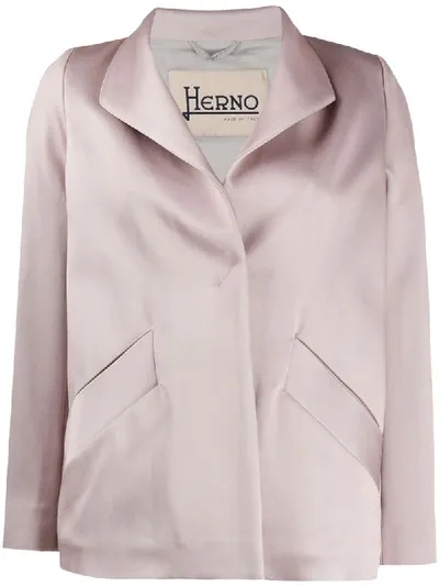 Herno Cowl Neck Short Jacket In Neutrals