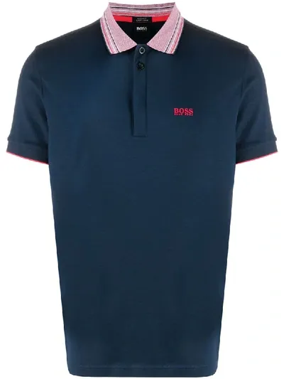 Hugo Boss Paddy Logo Polo Shirt In Blue