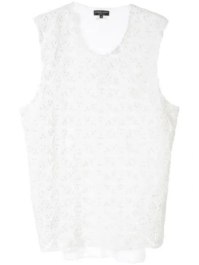 Comme Des Garçons Homme Deux Crochet Knit Vest In White