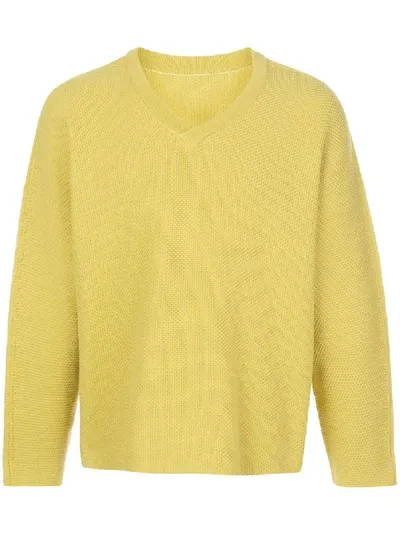 Issey Miyake Piqué Knit Jumper In Yellow