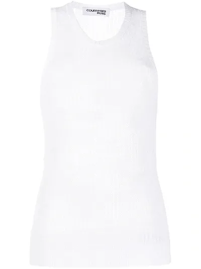 Courrèges Crocheted Monogram Top In White