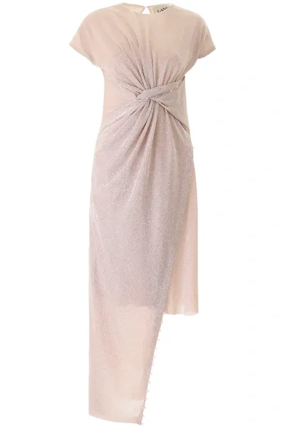 Lanvin Asymmetrical Lurex Dress In Pink