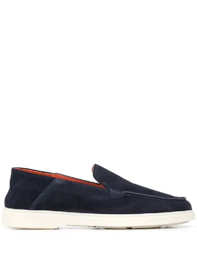 Santoni Flat Slip-on Loafers In Blue