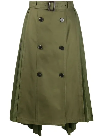 Juunj Belted Pleated Skirt In Green