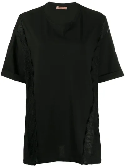 Twinset Lace Detail Oversized T-shirt In Black