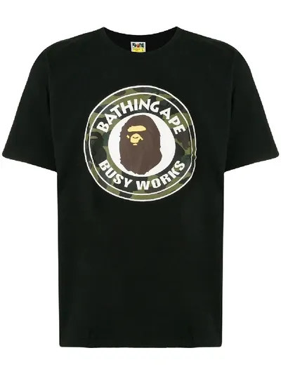 Bape Logo Print T-shirt In Black