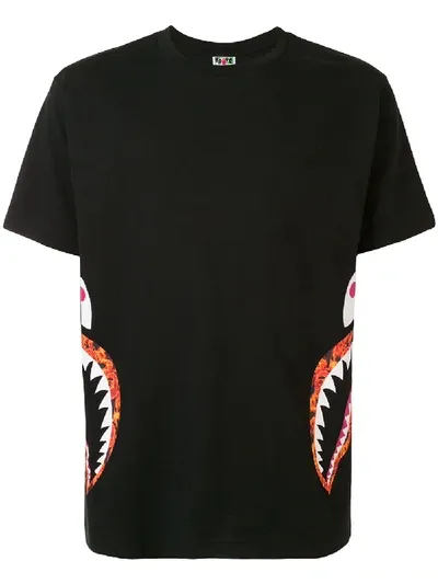 Bape Shark Teeth Print T-shirt In Black