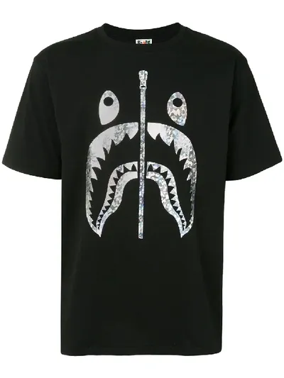 Bape Shark Face Print T-shirt In Black