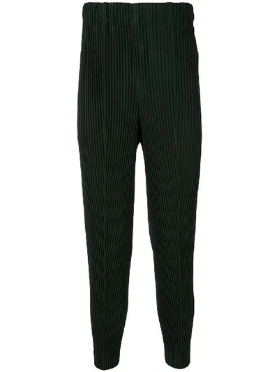 Issey Miyake Helio Ribbed Knit Trousers In Green