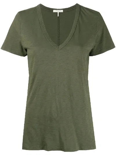 Rag & Bone V-neck Basic T-shirt In Green