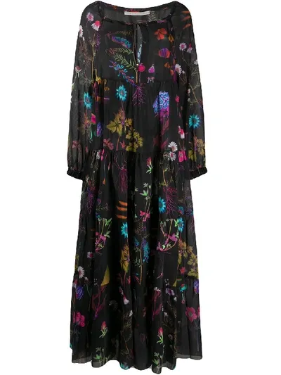 Stella Mccartney Trippy Floral Print Maxi Dress In 黑色