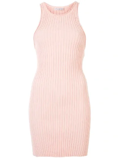 Alexander Wang T Fitted Ribbed Knit Dress In Pink