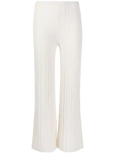 Totême Ribbed Knit Trousers In White