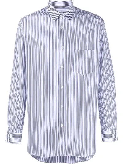 Comme Des Garçons Shirt Striped Cotton Shirt In Blue