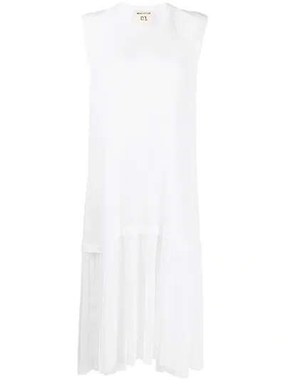 Semicouture Pleated Hem T-shirt Dress In White