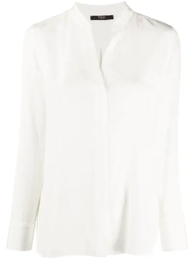 Seventy Silk Long-sleeve Fitted Blouse In White