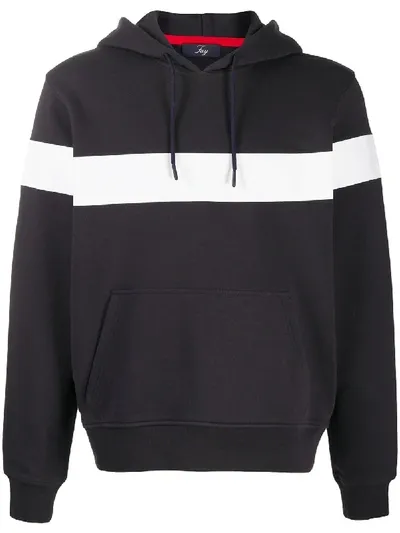 Fay Block Stripe Hoodie In Black