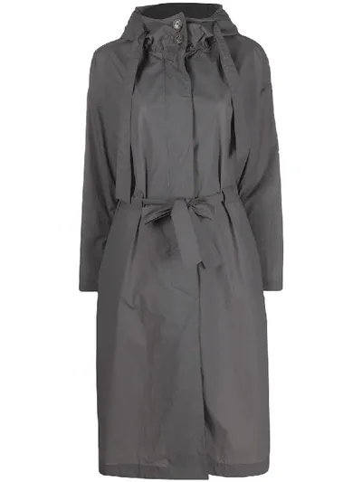 Herno Drawstring-waist Long Raincoat In Grey