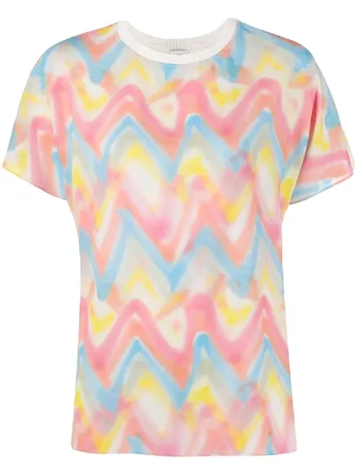 M Missoni Zigzag-print Crew Neck T-shirt In Yellow