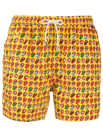 Mc2 Saint Barth Stones World Swimming Trunks In Yellow