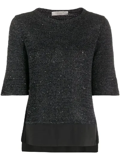 D-exterior Sequin-embellished Knitted Top In Black