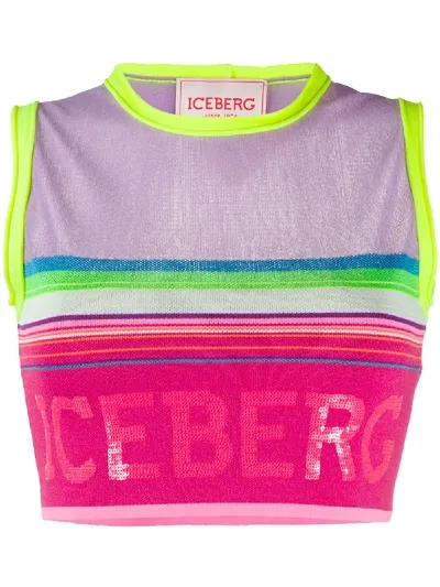 Iceberg Fine Knit Cropped Top In Pink