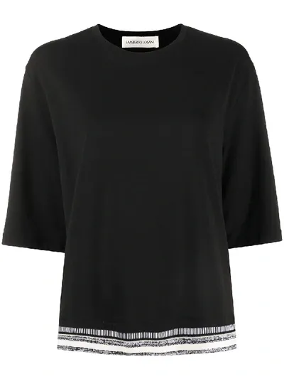 Lamberto Losani Striped Hem Relaxed-fit T-shirt In Black