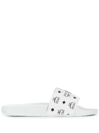 Mcm Visetos-print Pool Slides In White